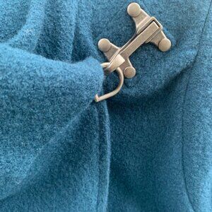 Garnet Hill Lightweight Boiled Wool Three-Season Coat with Unique Collar Clasp